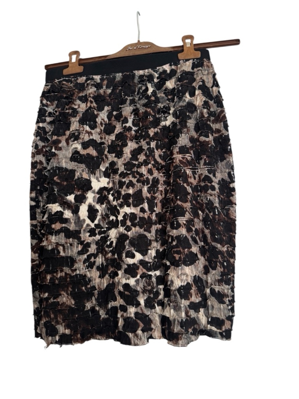 Jus D ‘Orange Paris Black and Brown Textured Animal Print Midi Skirt